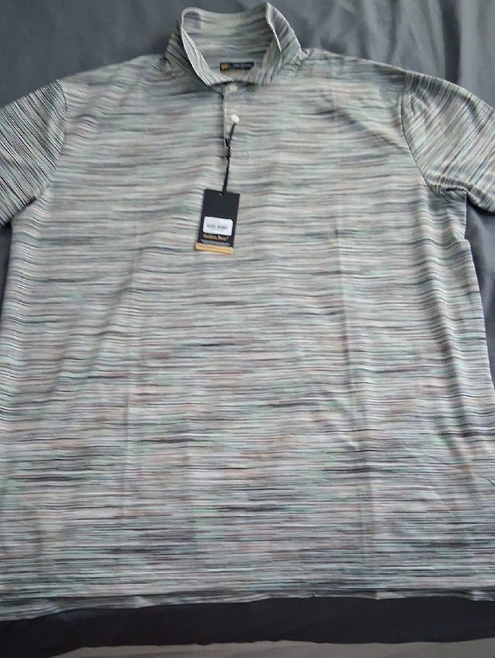 EGO Men's Multi-Stripe Polo in Sage and Gray